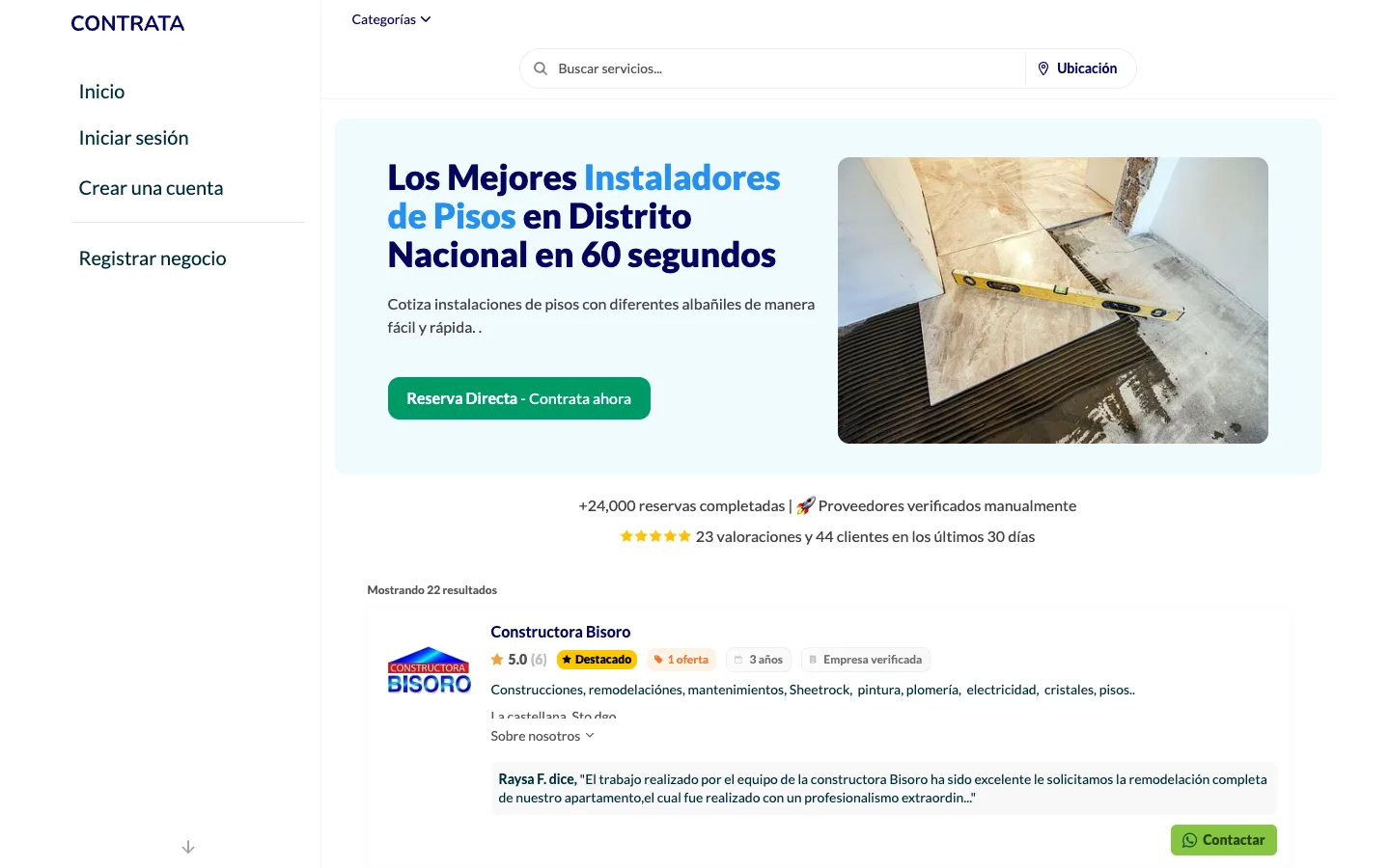 Contrata.com directory of floor installers in Distrito Nacional with a featured provider