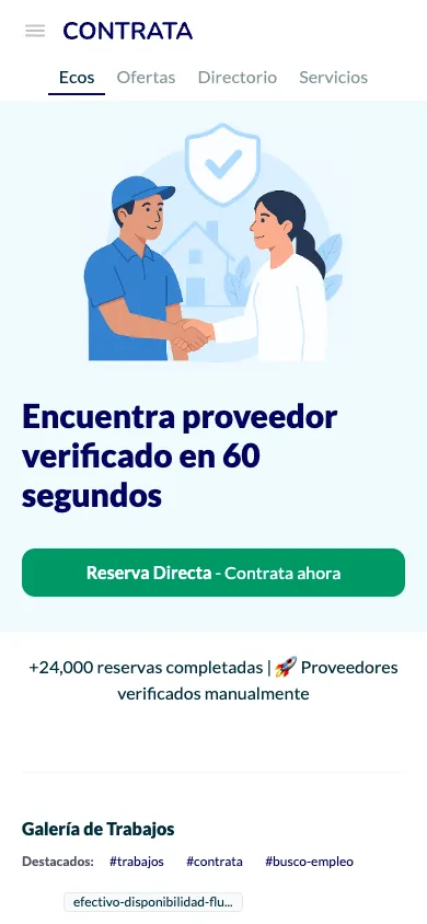 Contrata.com mobile home page