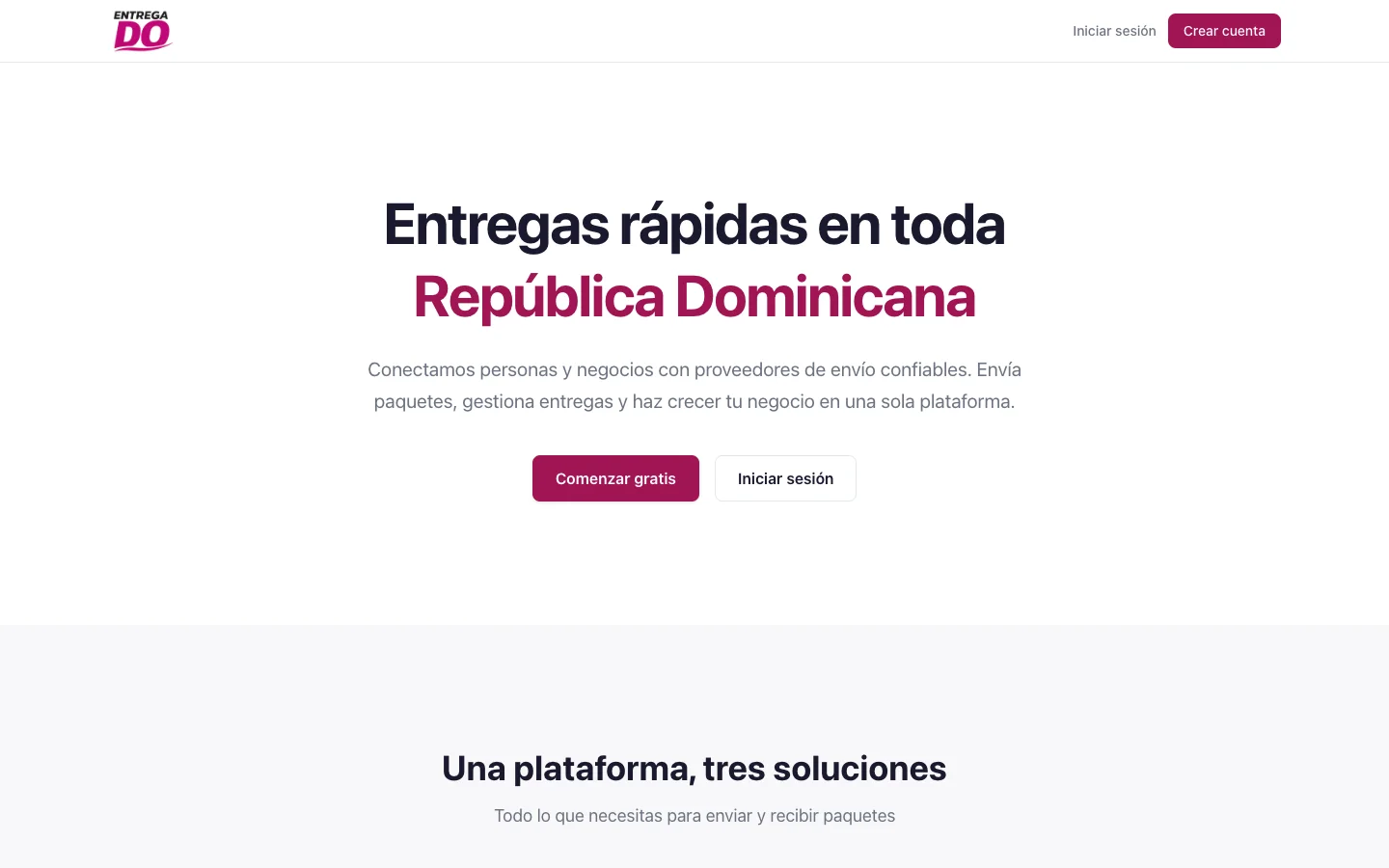 EntregaDO home page: fast deliveries across the Dominican Republic
